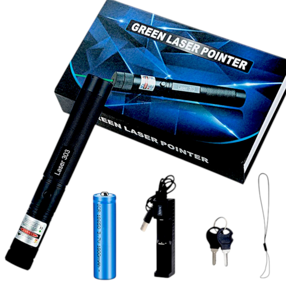WSKAŹNIK LASEROWY POINTER LASER ZIELONY USB MOCNY DUŻY ZASIĘG AKUMULATOR