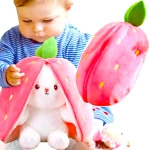 KRÓLIK - MASKOTKA KRÓLIK Z USZAMI PLUSZAK W JAJKU TRUSKAWKA MASKOTKA NIESPODZIANKA 35CM