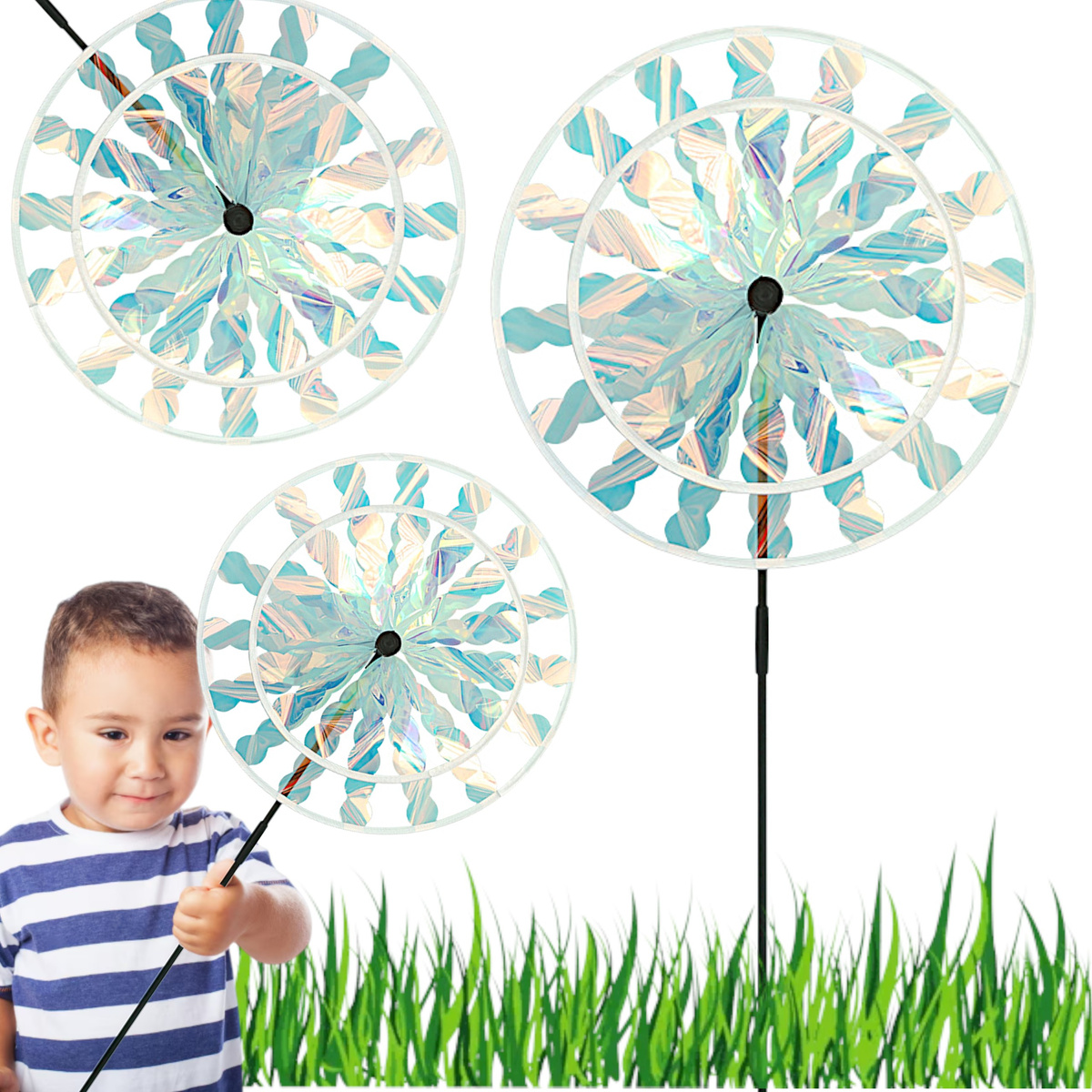 WIATRAK DLA DZIECI DUŻY WIATRACZEK Z RĄCZKĄ OGRODOWY DLA DZIECI 36CM