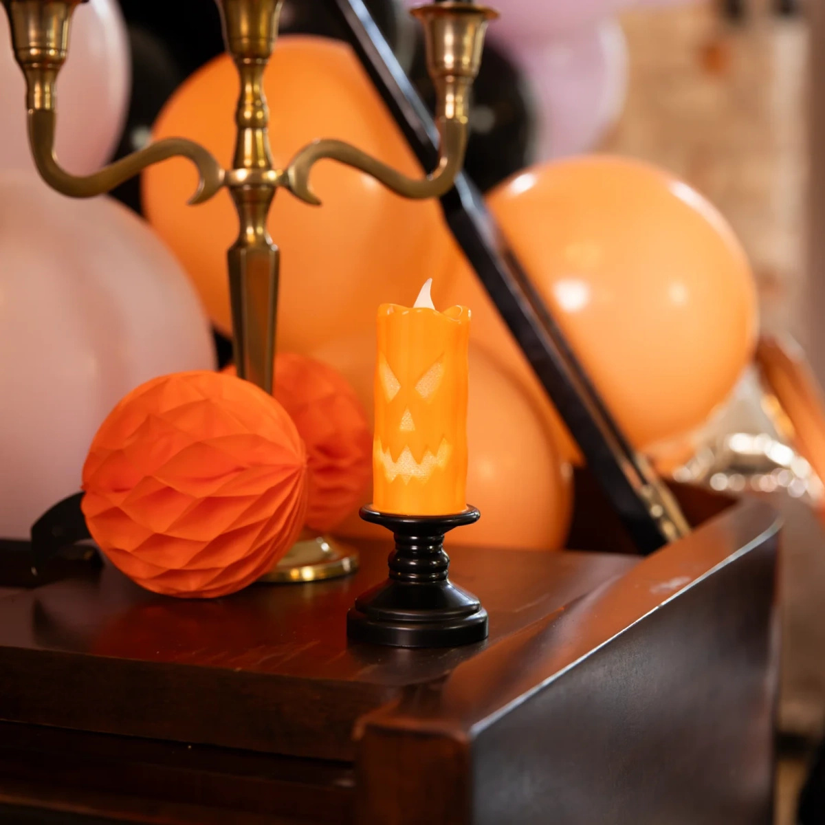 LAMPKA ELEKTRYCZNA NA HALLOWEEN OZDOBA ŚWIECZKA DYNIA ŚWIECA LED 13CM