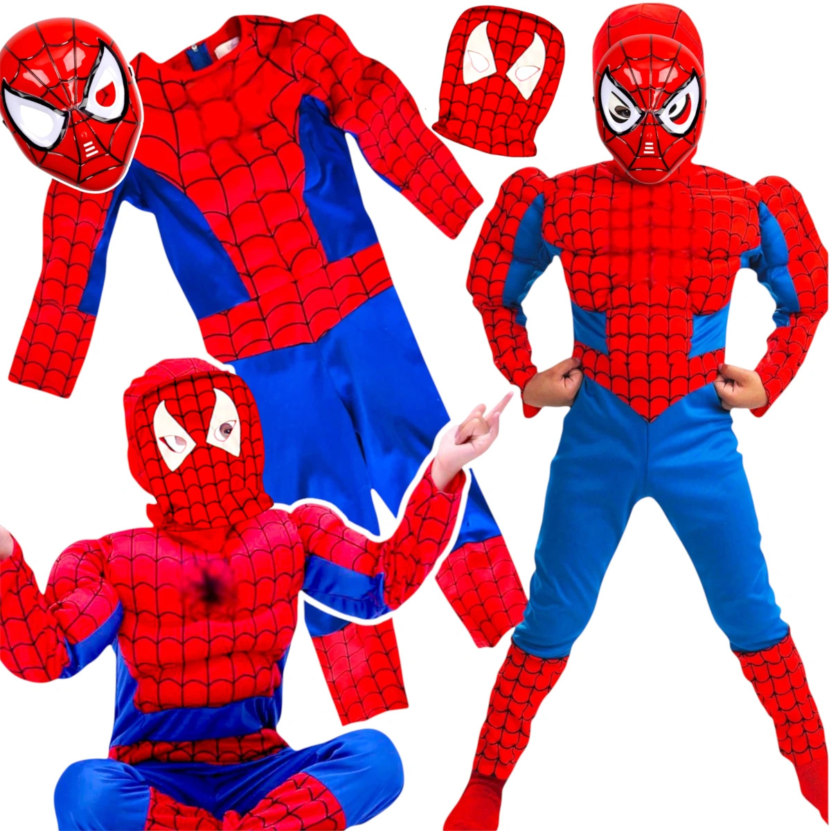 SPIDERMAN - STRÓJ DLA CHŁOPCA GRUBY Z MIĘŚNIAMI + MASKA NA TWARZ