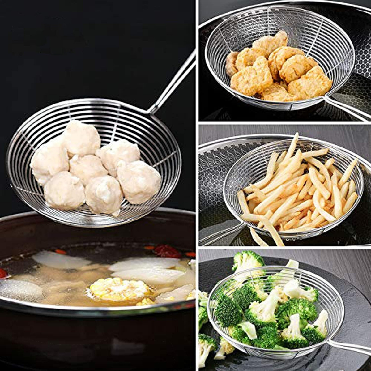 ŁYŻKA CEDZAKOWA SITKO DO PIEROGÓW SZUMÓWKA CHOCHLA DUŻY CEDZAK Z RĄCZKĄ