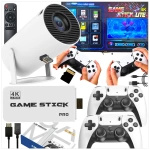 MEGA ZESTAW PROJEKTOR RZUTNIK ANDROID + KONSOLA RETRO 2x PAD 