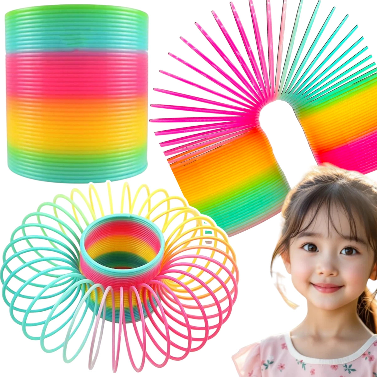 DUŻA SPREŻYNA TĘCZOWA MAGICZNA SPRĘŻYNKA KOLOROWA ZABAWKOWA MAGIC SPRINGS