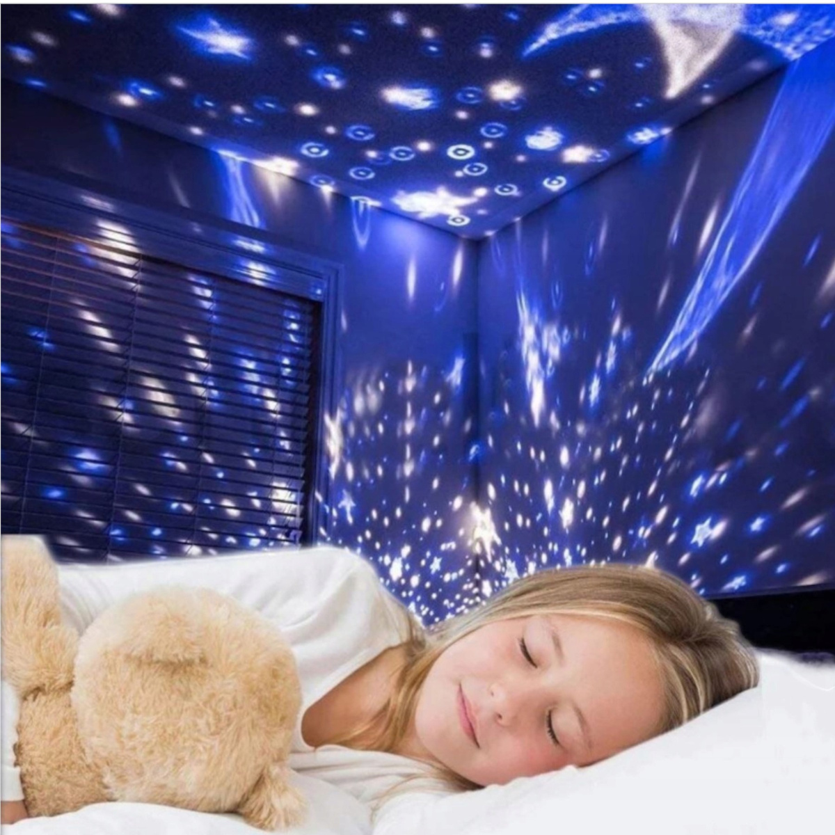LAMPKA NOCNA PROJEKTOR GWIAZD LED 3w1 LAMPA OBROTOWA KOLOROWA OZDOBA POKOJU