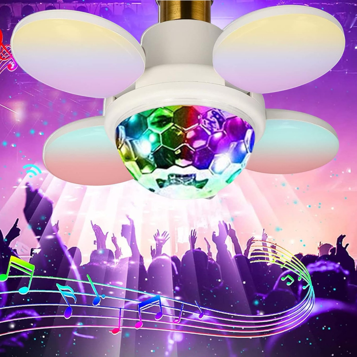 LAMPA LED SUFITOWA OBROTOWA INTELIGENTNA ŻARÓWKA GŁOŚNIK BLUETOOTH PILOT