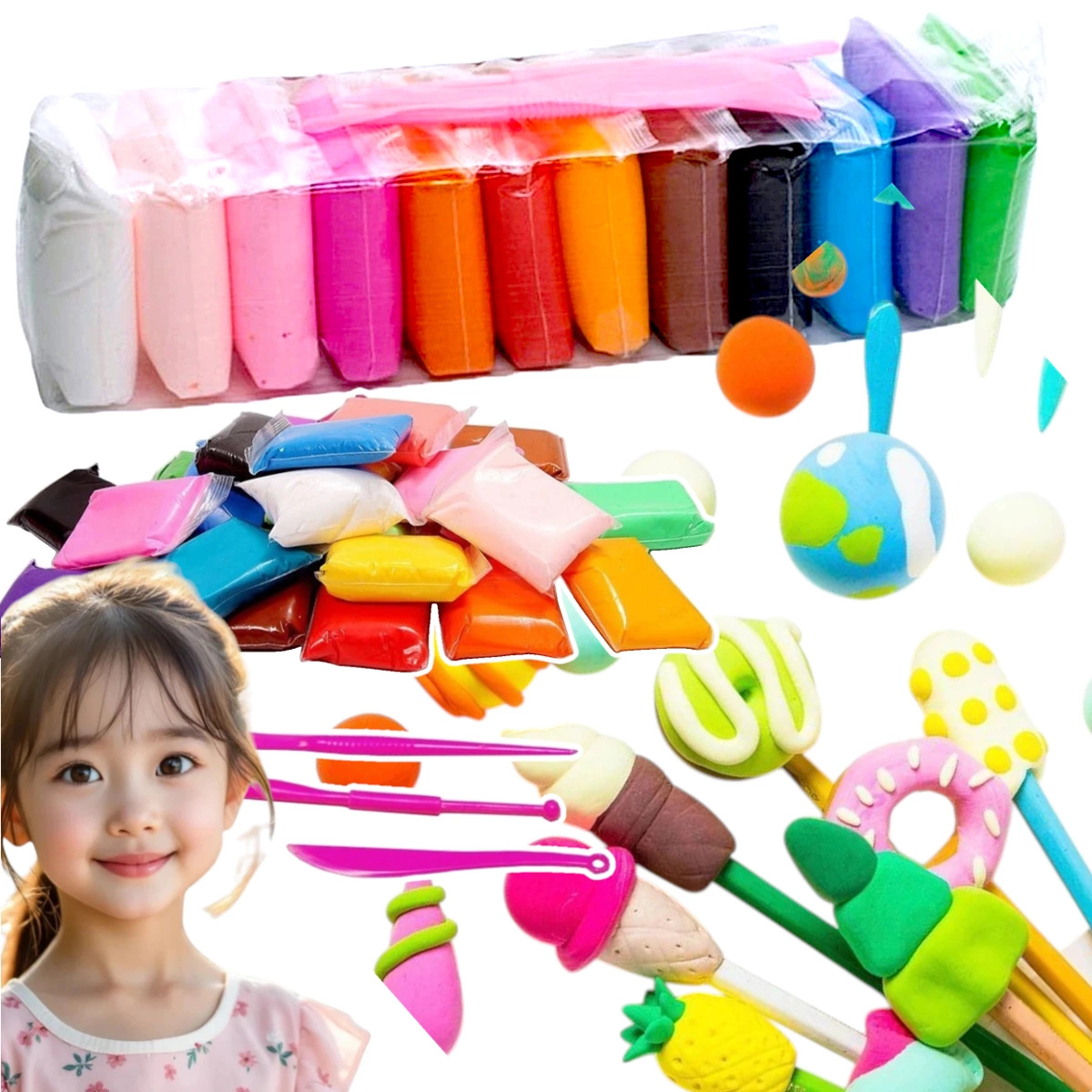 SUPER CLAY PLASTELINA GLINA PIANKOLINA POLIMEROWA 12 KOLORÓW KREATYWNA