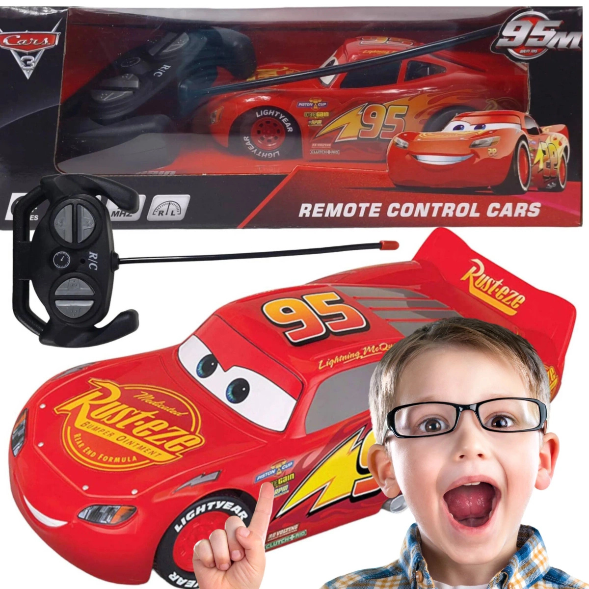 CARS AUTA ZYGZAK McQUEEN RC SAMOCHÓD ZDALNIE STEROWANY NA PILOTA 17CM