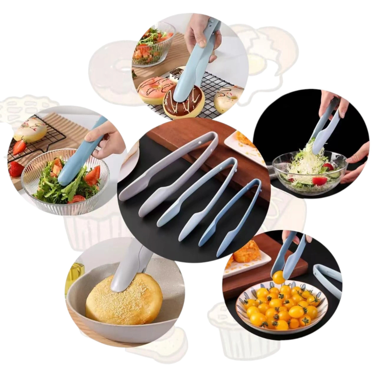 SZCZYPCE KUCHENNE DO SAŁATEK ZESTAW 3 SZCZYPIEC KUCHENNYCH NESTING SKŁADANE