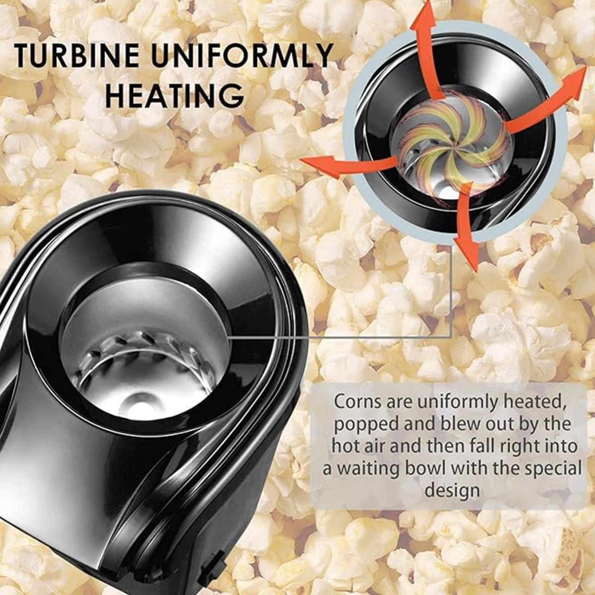 BEZTŁUSZCZOWA DOMOWA MASZYNA DO POPCORNU 1200W 230V IDEALNA NA PREZENT