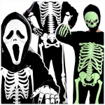 STRÓJ NA HALLOWEEN - KOŚCIOTRUP FLUORESCENCYJNY (ŚWIECI W CIEMNOŚCI) rozmiar L