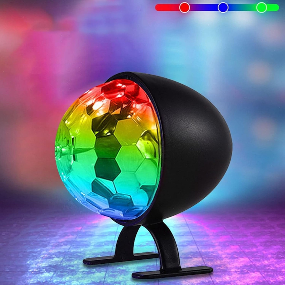 MINI KULA DYSKOTEKOWA LAMPA OBROTOWA KOLOROWA NA IMPREZĘ REFLEKTOR LED RGB