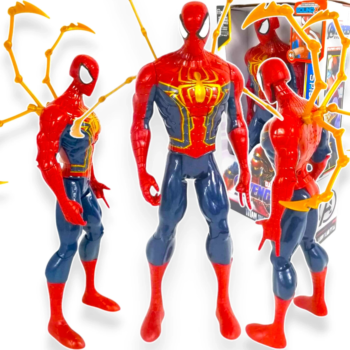 DUŻA FIGURKA INTERAKTYWNA SPIDERMAN RUCHOMA ŚWIECI DŹWIĘK SKRZYDŁA XXL 30CM