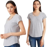 T-shirt Damski Z Ozdobnym Dekoltem L
