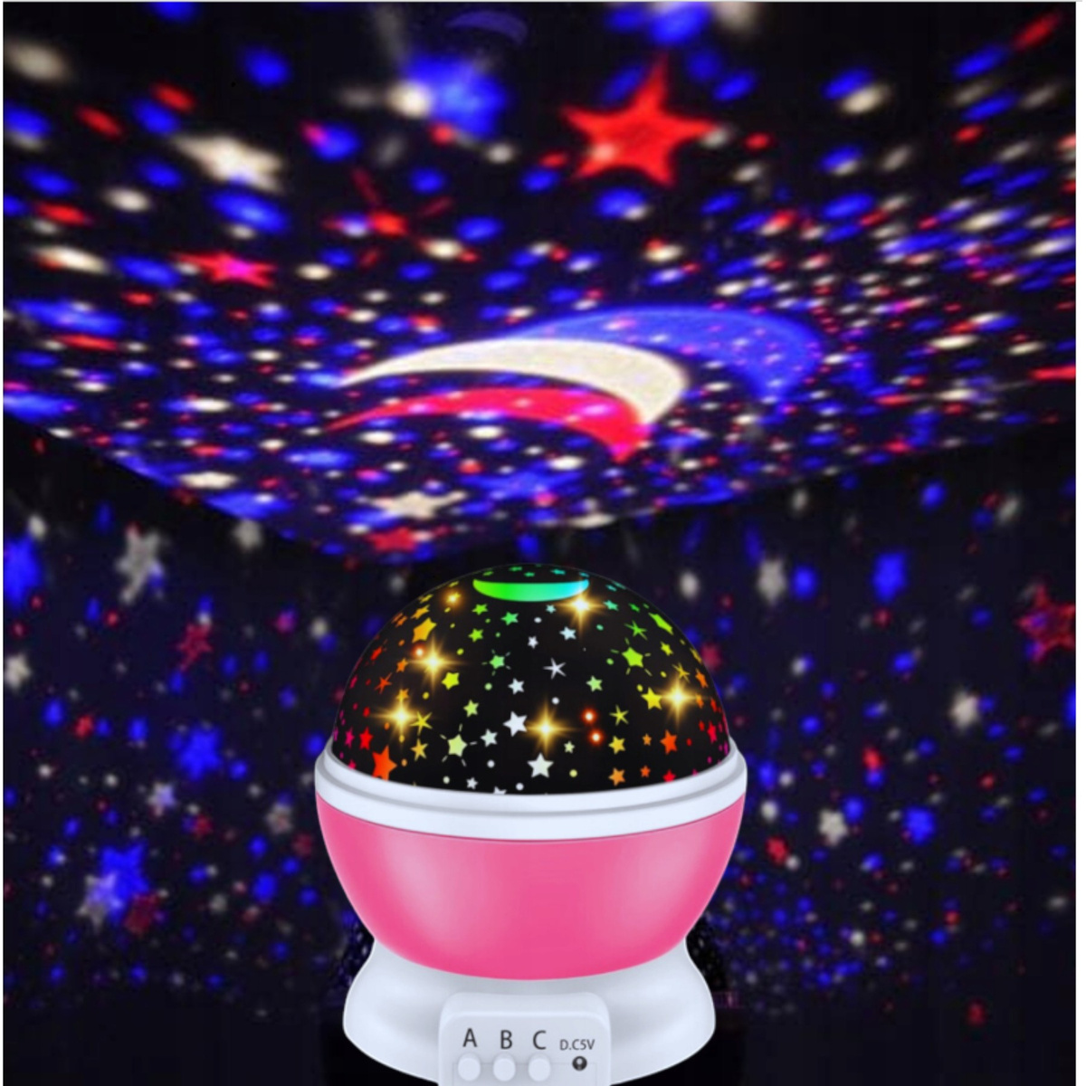 LAMPKA NOCNA PROJEKTOR GWIAZD LED 3w1 LAMPA OBROTOWA KOLOROWA OZDOBA POKOJU