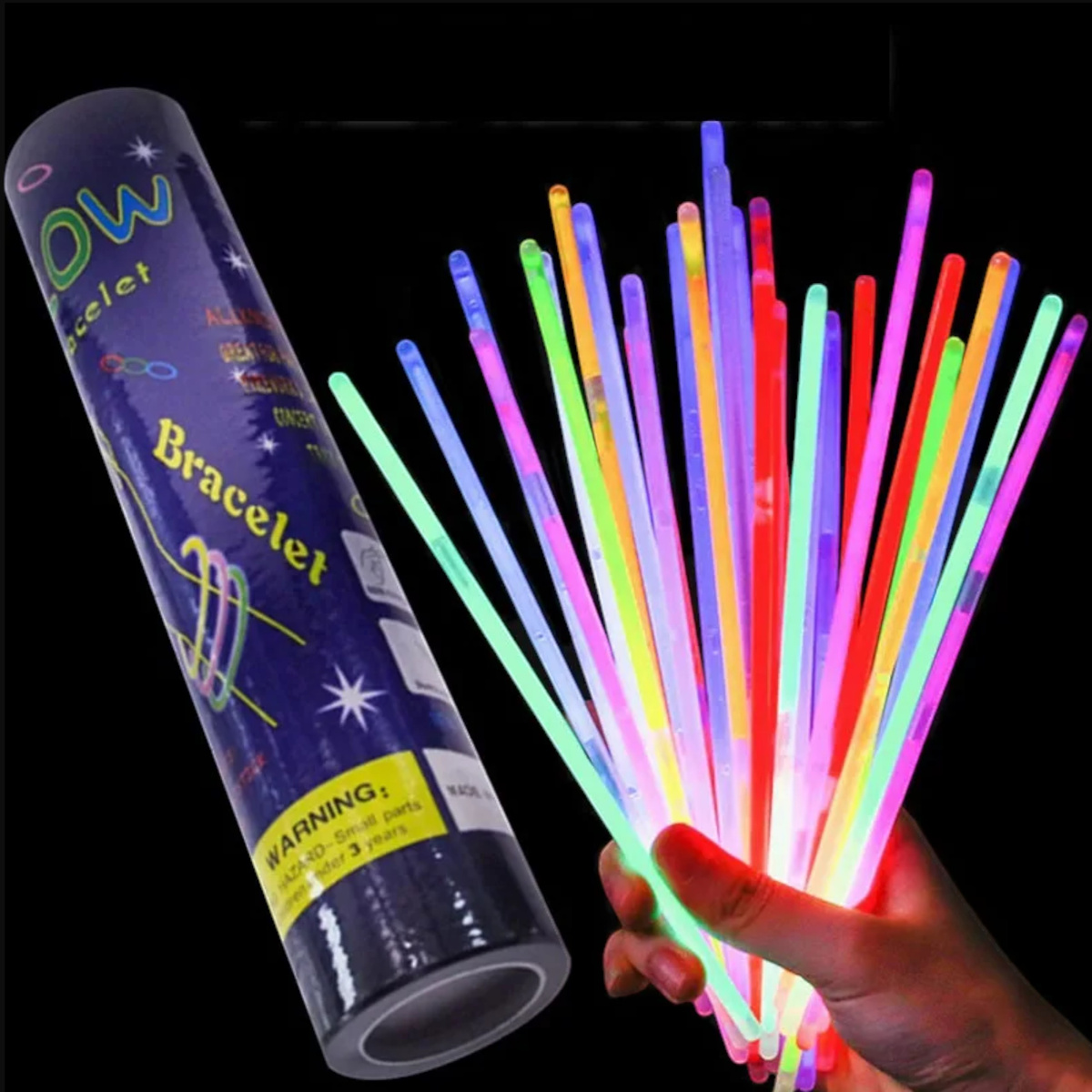 OPASKI FLUORESCENCYJNE PAŁECZKI BRANSOLETKI ŚWIECĄCE W CIEMNOŚCI 100szt.