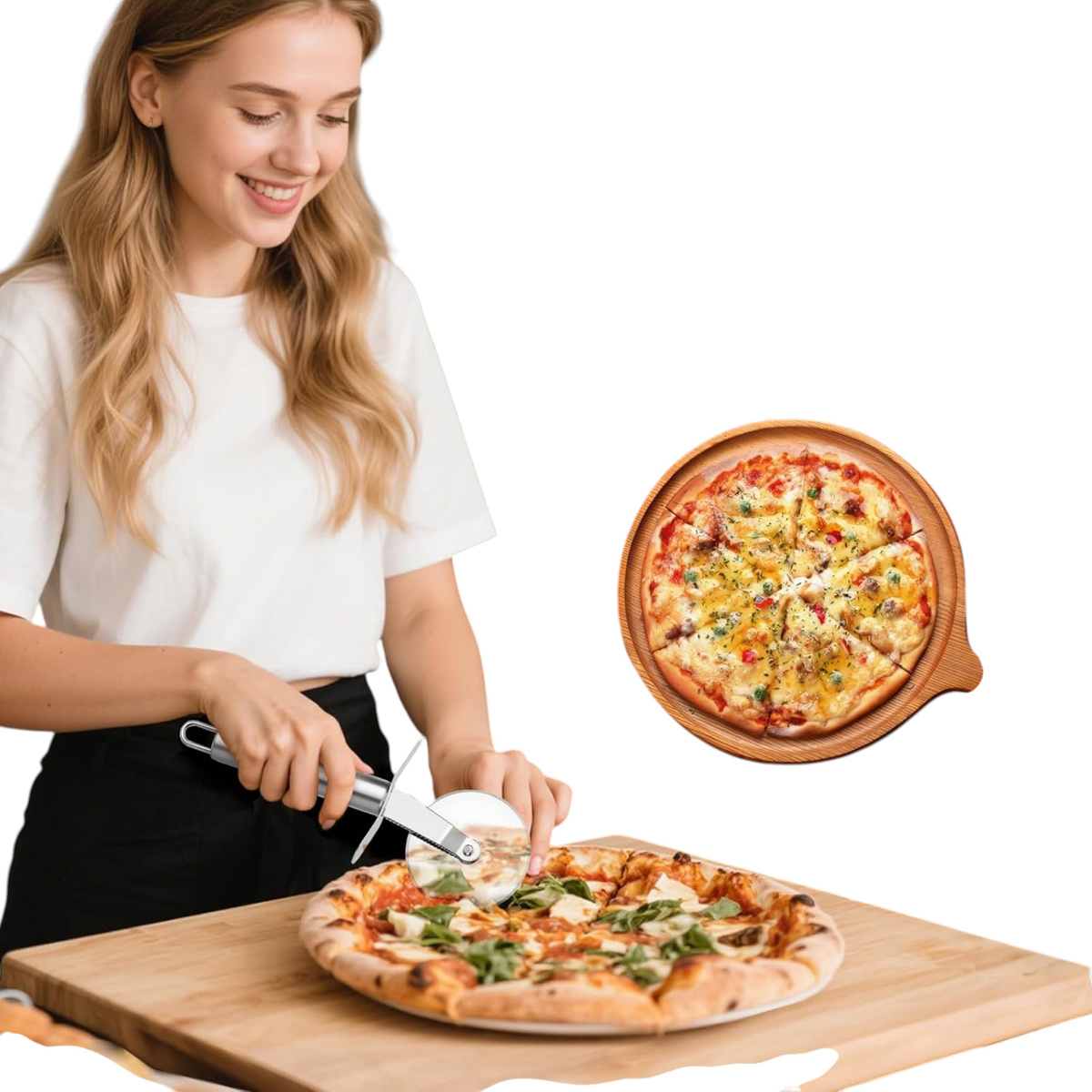 NOŻYK DO PIZZY NÓŻ DO PIZZY RADEŁKO DUŻY OKRĄGŁY DO KROJENIA PIZZY OSTRY