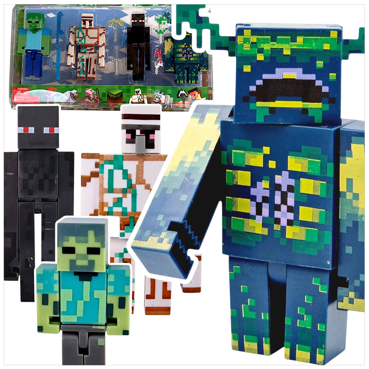 ZESTAW FIGUREK Z GRY MINECRAFT FIGURKA 4 SZTUKI ZOMBIE ENDERMAN WARDEN 4w1