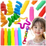 RURKA ANTYSTRESOWA SENSORYCZNA GNIOTEK RURA POP TUBE XXL MEGA ROZCIĄGLIWA - ZESTAW 4 SZTUKI