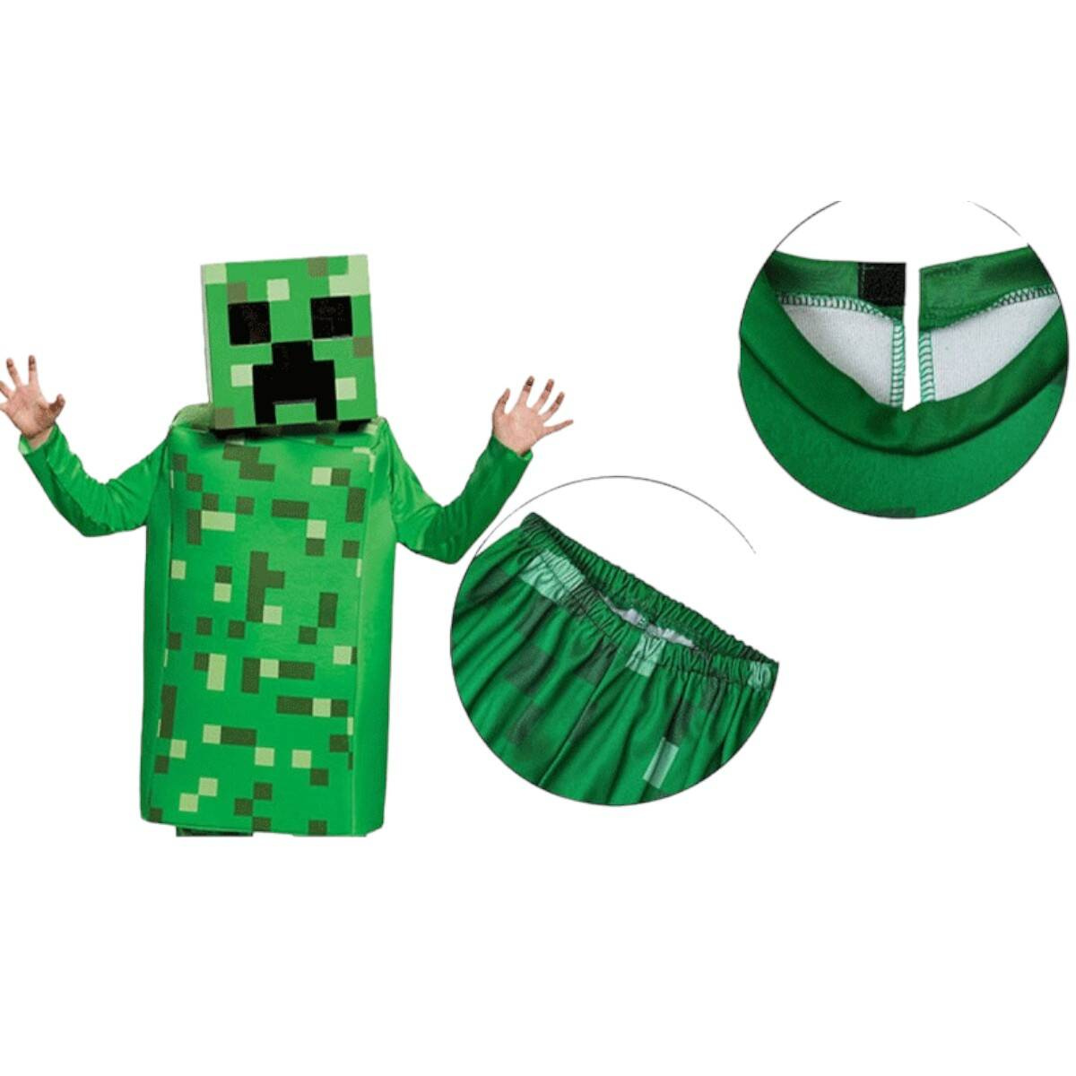 MINECRAFT – STRÓJ DLA DZIECKA CREEPER ROZMIAR S (110-120) KOSTIUM NA BAL DLA CHŁOPCA GADŻETY DLA GRACZY