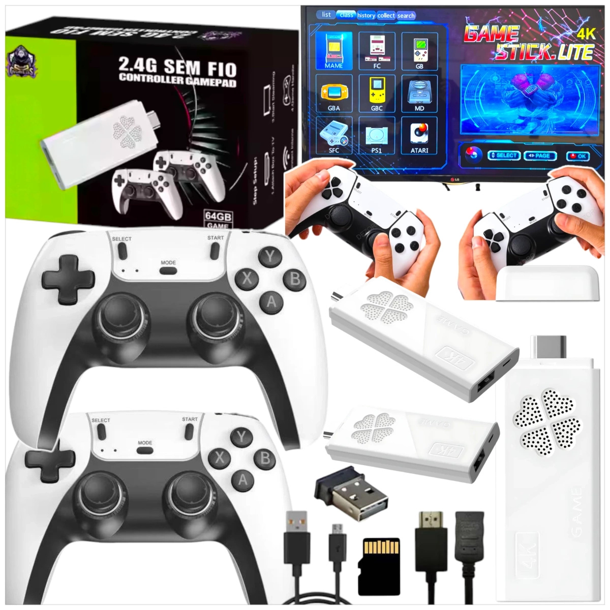 MEGA ZESTAW PROJEKTOR RZUTNIK ANDROID + KONSOLA RETRO 2x PAD 