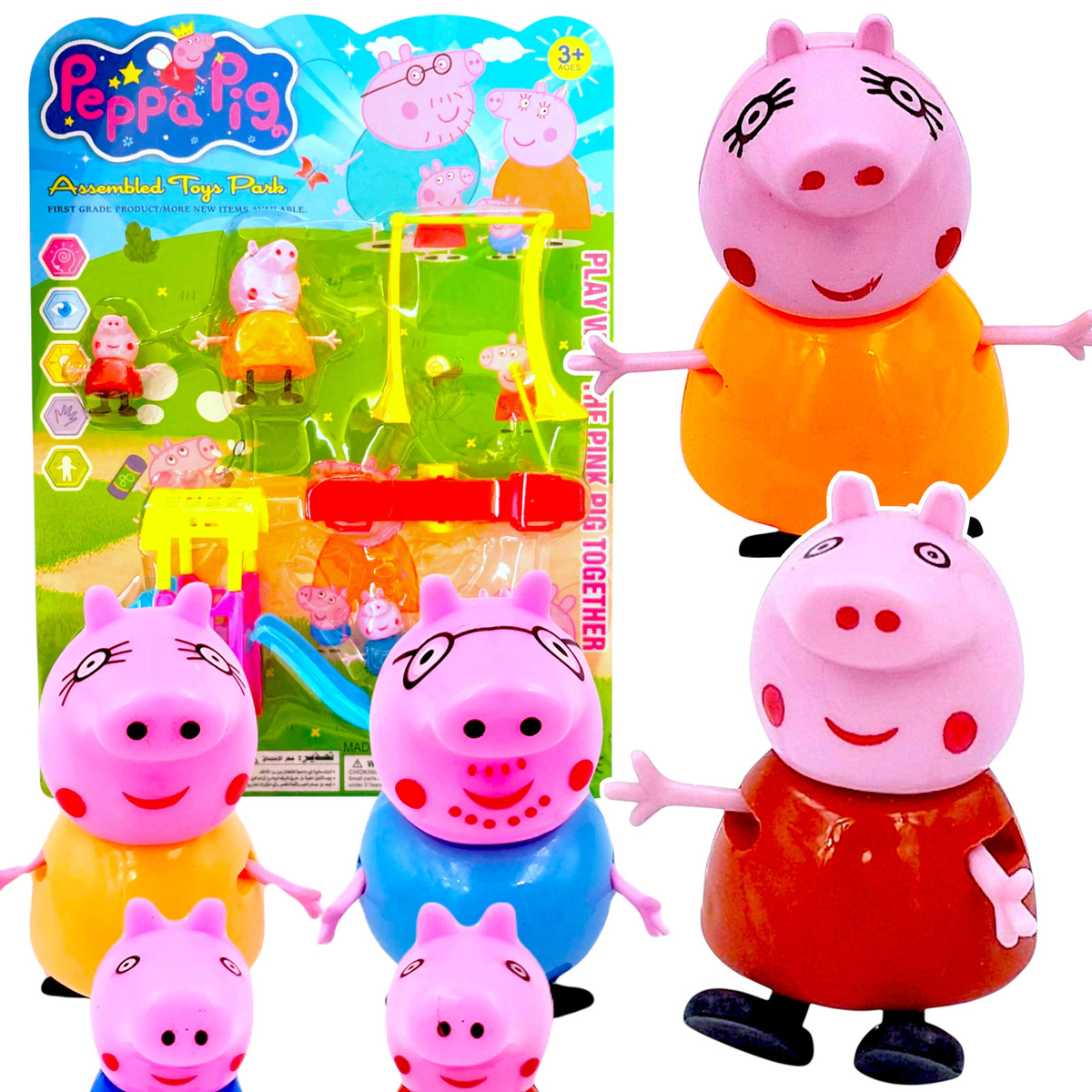 ŚWINKA PEPPA - ZESTAW PLAC ZABAW FIGURKI +  AKCESORIA ZJEŻDZALNIA HUŚTAWKA 