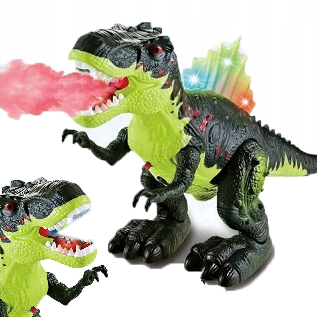 DINOZAUR - FIGURKA TYRANOZAUR ZIELONY DINOZAUR ZABAWKA INTERAKTYWNA 