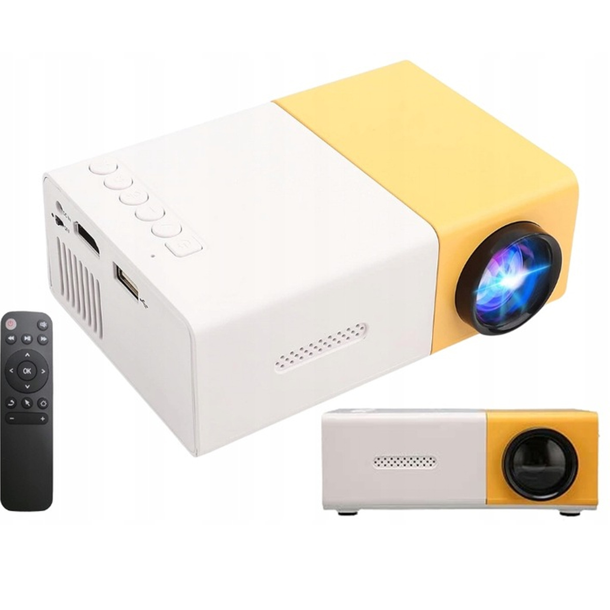 PRZENOŚNY MINI RZUTNIK PROJEKTOR LED FULL HD PRO KINO W DOMU FILMY BAJKI YH300 PRO
