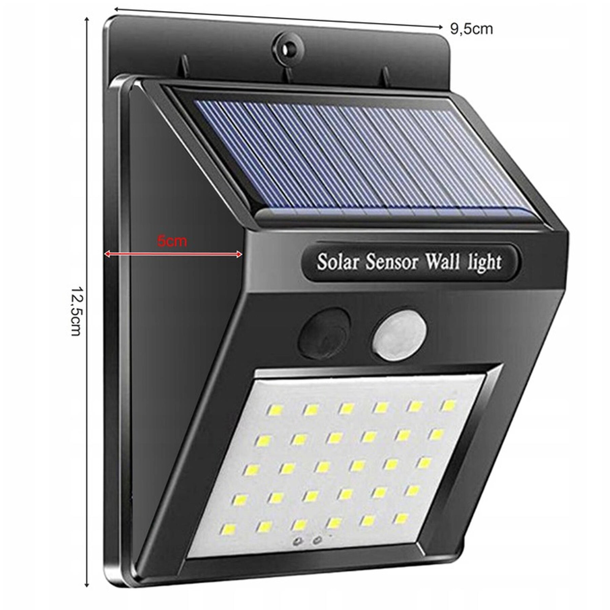 Lampa Solarna z Czujnikiem Ruchu i Zmierzchu 30LED Czujka Do Elewacji