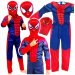 SPIDERMAN - STRÓJ DLA CHŁOPCA GRUBY Z MIEŚNIAMI DELUXE + MASKA ŚWIECĄCA