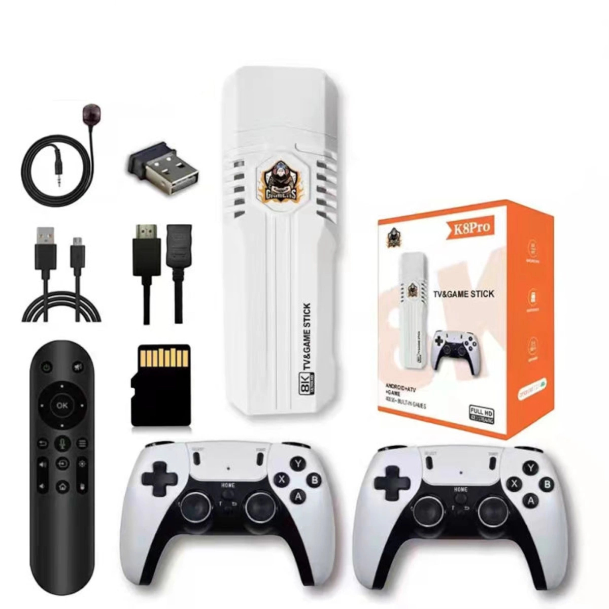 PRZENOŚNA KONSOLA RETRO HDMI 8K EMULATOR GRA 2 PADY 20000 GIER ANDROID TV