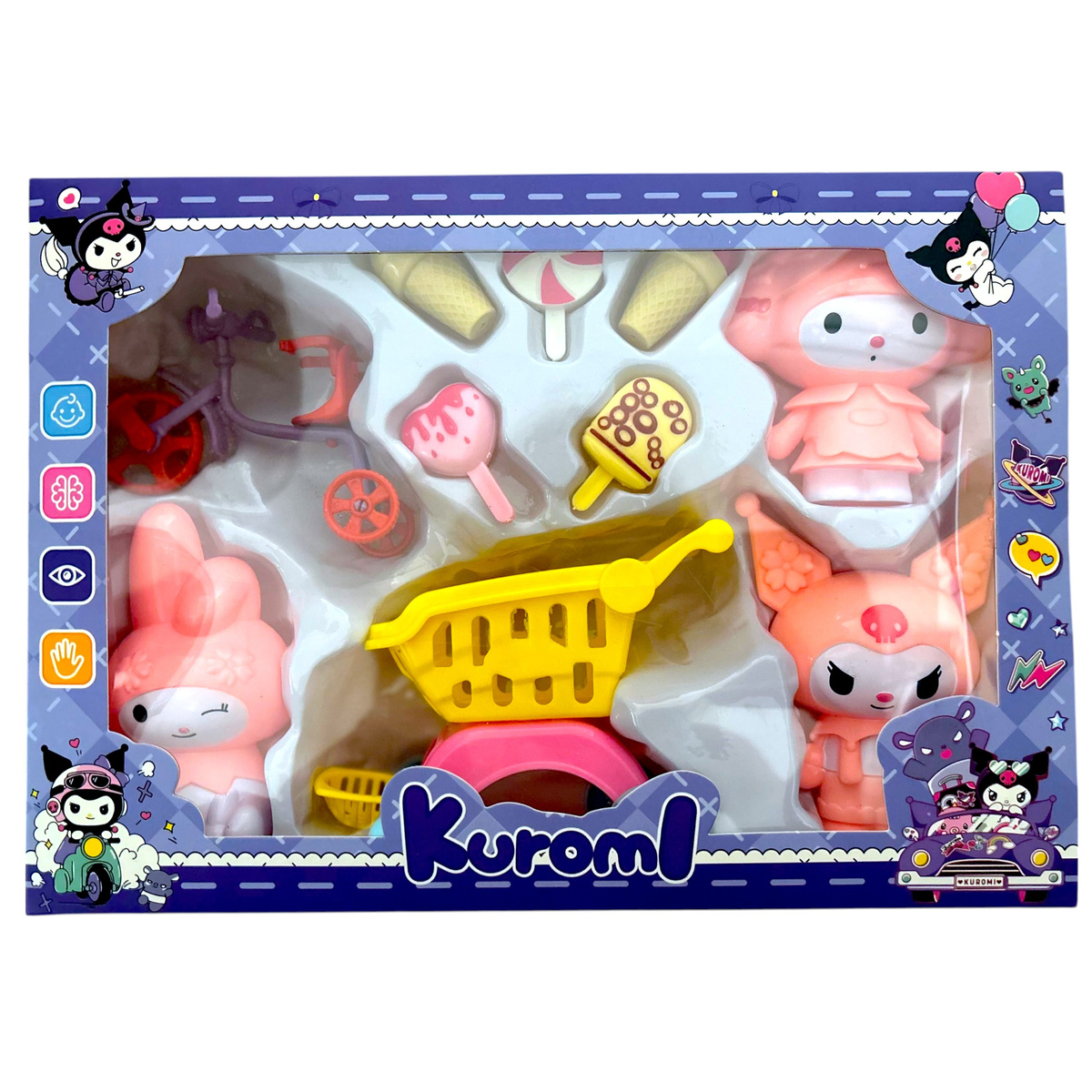 KUROMI - DUŻY ZESTAW FIGUREK + AKCESORIA WÓZEK SKLEPOWY ROWER ZESTAW 10W1