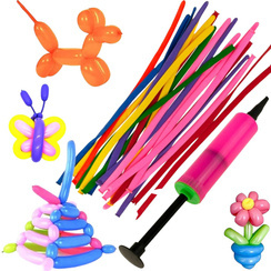 BALONY DO MODELOWANIA SKRĘCANIA 20SZT Z POMPKĄ RURKI KOLOROWE ZESTAW POMPKA