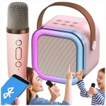 GŁOŚNIK BLUETOOTH PRZENOŚNE KARAOKE LAMPKA RGB MIKROFON USB SD MINI JACK