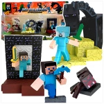 FIGURKI Z GRY MINECRAFT STEVE SMOK AKCESORIA ZESTAW 8 SZTUK FIGURKA DODATKI