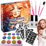 DUŻY ZESTAW DO TATUAŻY SZABLONY TATUAŻE BROKATOWE MAKIJAŻ MALOWANIE TWARZY