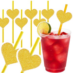 SŁOMKI PAPIEROWE SERDUSZKA 6SZT ZŁOTE SERCA IDEALNE NA ŚLUB EKOLOGICZNE