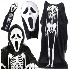 STRÓJ NA HALLOWEEN - KOŚCIOTRUP SZKIELET SZKIELETOR + MASKA KRZYK DUCH