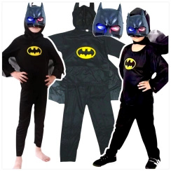 STRÓJ BATMANA DLA CHŁOPCA + MASKA ŚWIECĄCA 4w1 BATMAN rozmiar S
