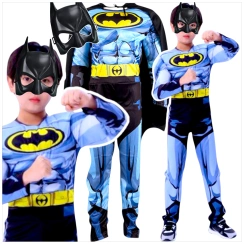 BATMAN - STRÓJ DLA CHŁOPCA GRUBY Z MIĘŚNIAMI DELUXE + MASKA NA TWARZ