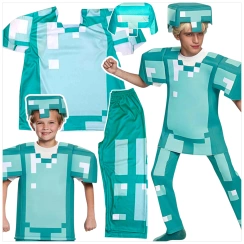 STRÓJ MINECRAFT PRZEBRANIE DLA CHŁOPCA STEVE DIAMENTOWY MASKA KOSTIUM BAL