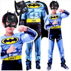 BATMAN - STRÓJ DLA CHŁOPCA GRUBY Z MIĘŚNIAMI DELUXE + MASKA NA TWARZ