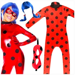 STRÓJ BIEDRONKA PRZEBRANIE KOSTIUM PERUKA MASKA TOREBKA rozmiar L 122-128cm