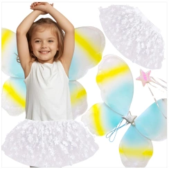 STRÓJ DLA DZIEWCZYNKI MOTYLEK WRÓŻKA SKRZYDEŁKA RÓŻDŻKA SPÓDNICZKA 3w1