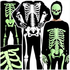 STRÓJ NA HALLOWEEN - KOŚCIOTRUP FLUORESCENCYJNY (ŚWIECI W CIEMNOŚCI) rozmiar M