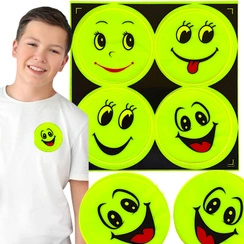 ODBLASKOWA NAKLEJKA DO PLECAKA BUŹKA DO TORNISTRA ODBLASK UŚMIECH