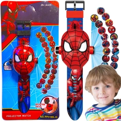 ZEGAREK 3D Z PROJEKTOREM SPIDERMAN CZŁOWIEK PAJĄK WYŚWIETLA OBRAZKI FIGURKA