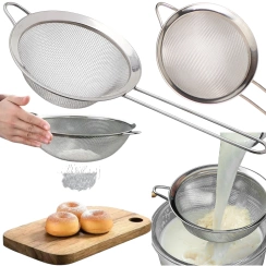 SITKO KUCHENNE METALOWE DO GOTOWANIA CEDZAK DURSZLAK Z RĄCZKĄ DUŻE 16 CM