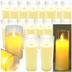 ŚWIECZKA LED 15CM ELEKTRYCZNY WKŁAD DO ZNICZY ŚWIECA EFEKT PŁOMIENIA ZNICZ (Zestaw 18 sztuk)