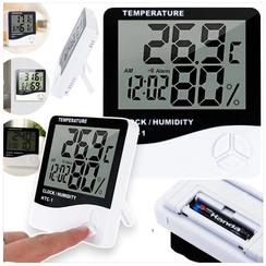 STACJA POGODY TERMOMETR HIGROMETR ZEGAR BUDZIK LCD WEWNĘTRZY DO POKOJU